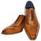 Duca Di Matiste "Torre" Cognac / Brown Genuine Italian Calfskin Lace-Up Oxford Shoes.